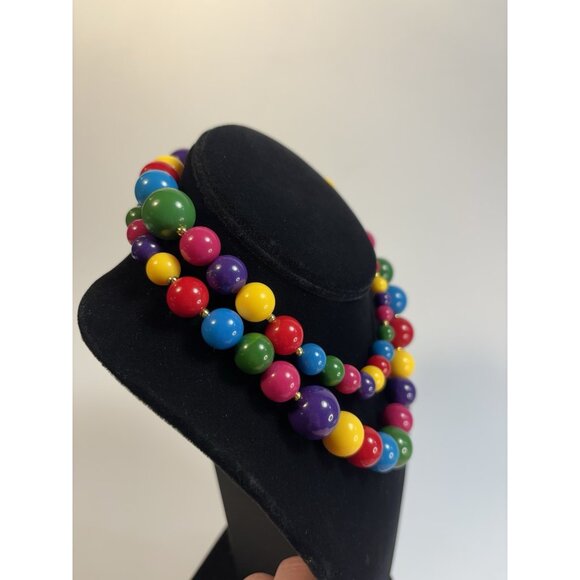 Beaded Colorful Necklace Primary Colors Beads Chunky Very Mrs Frizzle Artsy - Picture 3 of 7